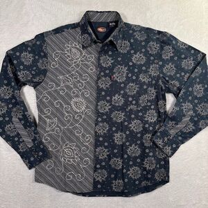 Martini Ranch Shirt Mens Large Western Embroidered Button Snap Long Sleeve Rodeo